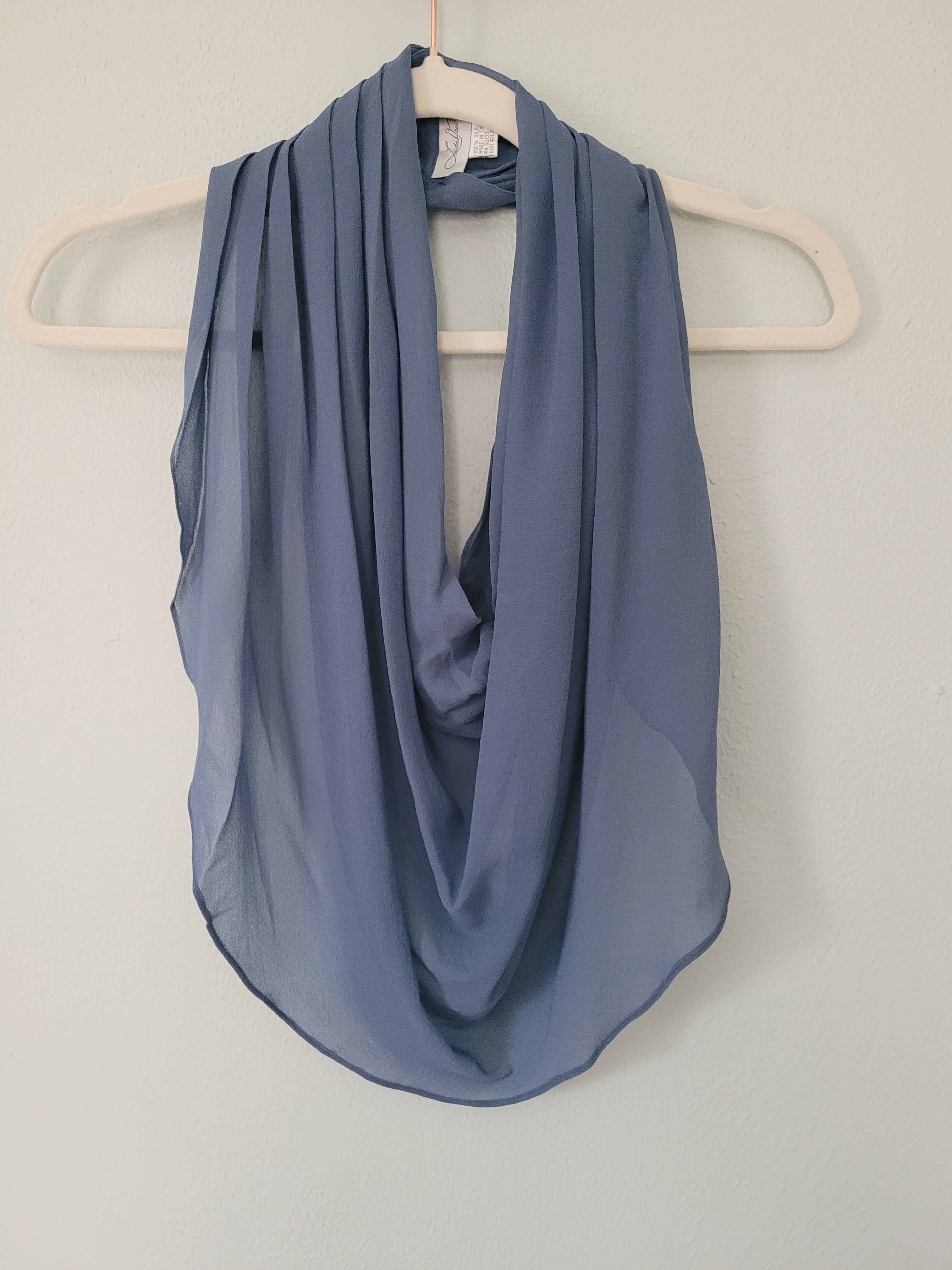 Dusty Blue Loop Scarf 100 Silk